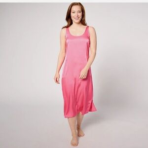 NEW MUK LUKS Satin Maxi Dress with Pockets-Coral-2X-A632295